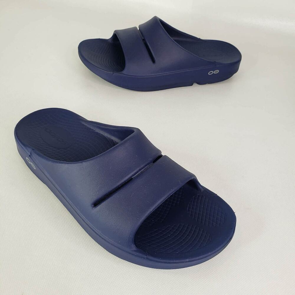 Oofos Ooahh Sandals Slides Navy Blue Men’s Size 6 Comfort Recovery Shoes